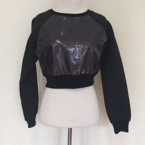 UNIF black metallic crop sweatshirt